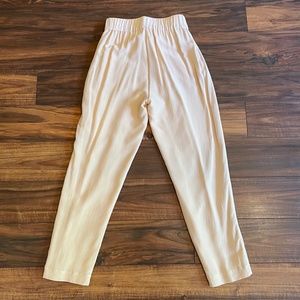 Grana 100% silk lined double layer ankle pant blossom pink XS